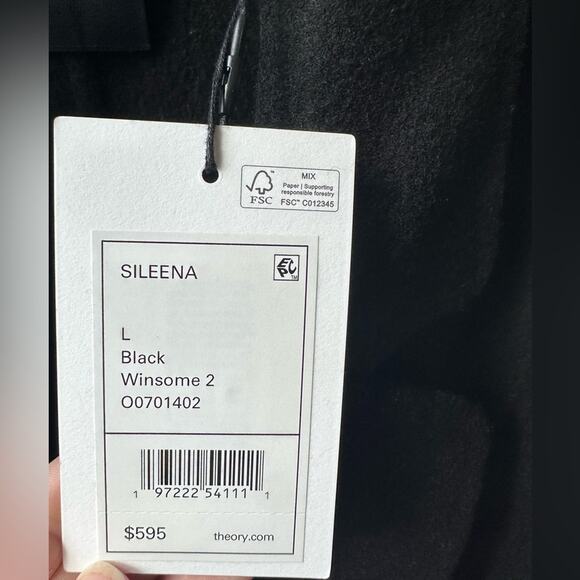 Theory Sileena Women's Coat - Large Black Wool Cashmere Jacket - Picture 5 of 11